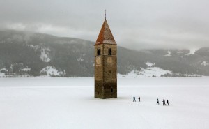 church above a lake
